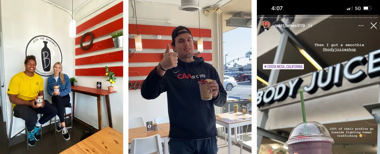 Visitors filming and posting from inside the Body Juice storefront