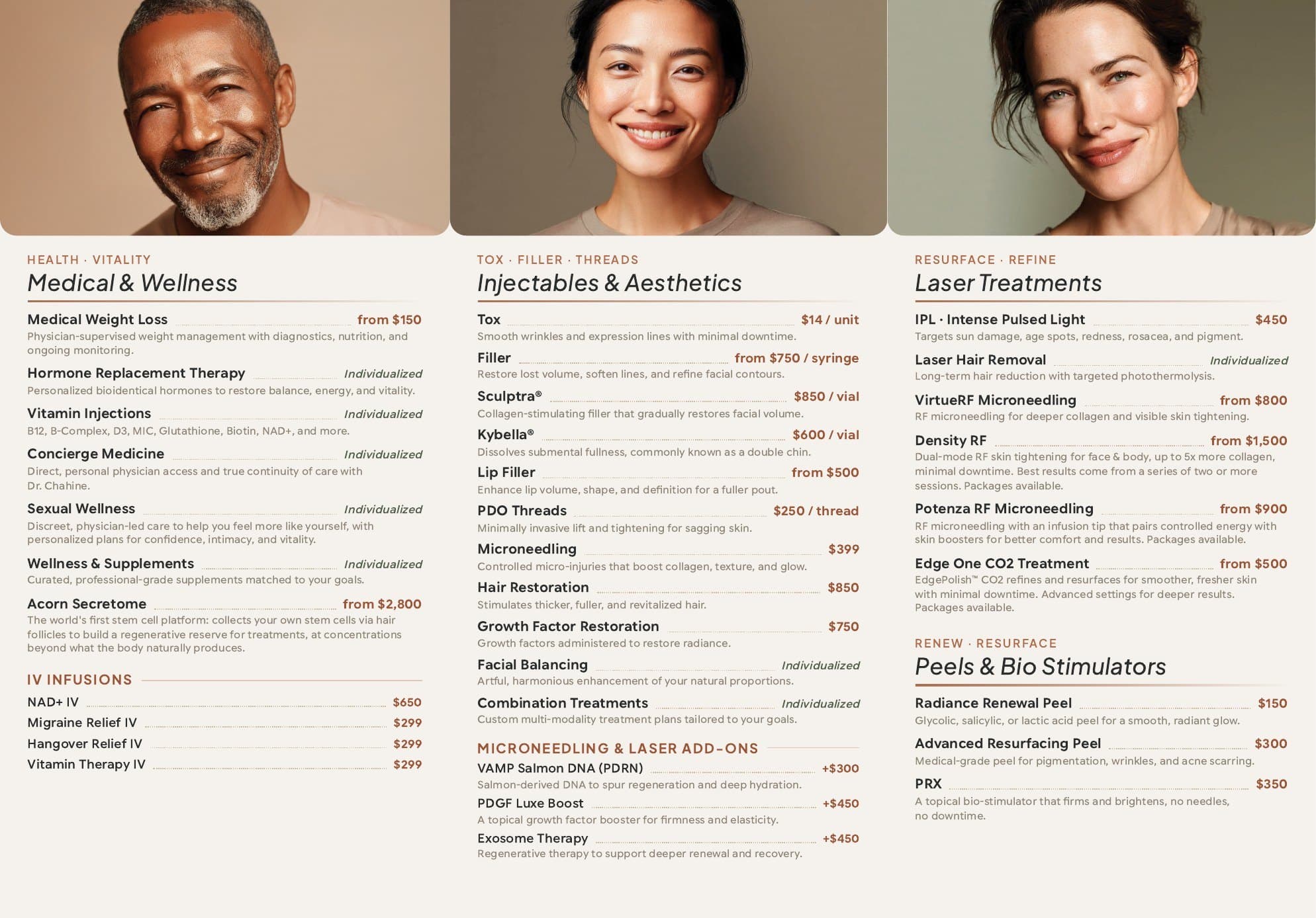 The treatment menu, inside spread