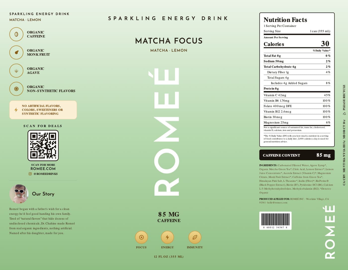 The Matcha Focus can label, flat, as sent to the printer