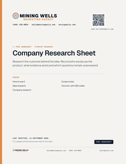 The first page of the Company Research Sheet